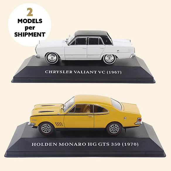 AUSTRALIAN CAR COLLECTION | Chrysler Valiant VC (1967) & Holden HG Monaro GTS 350 (1970) - 1:43 Scale Models