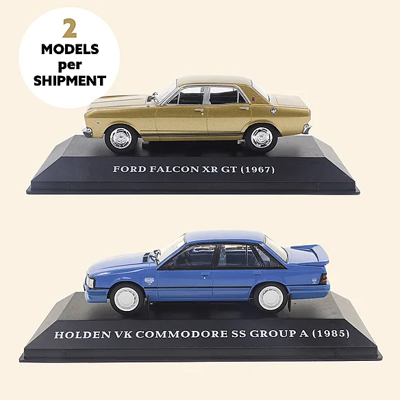 AUSTRALIAN CAR COLLECTION | Ford Falcon XR GT (1967) & Holden VK Group A Commodore (1985) - 1:43 Scale Models